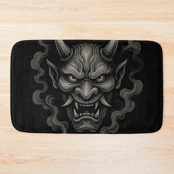 Item preview, Japanese Oni Mask Art – Dark Demon Face with Smoke in Tattoo Style designed and sold by HAFIZ-DP.