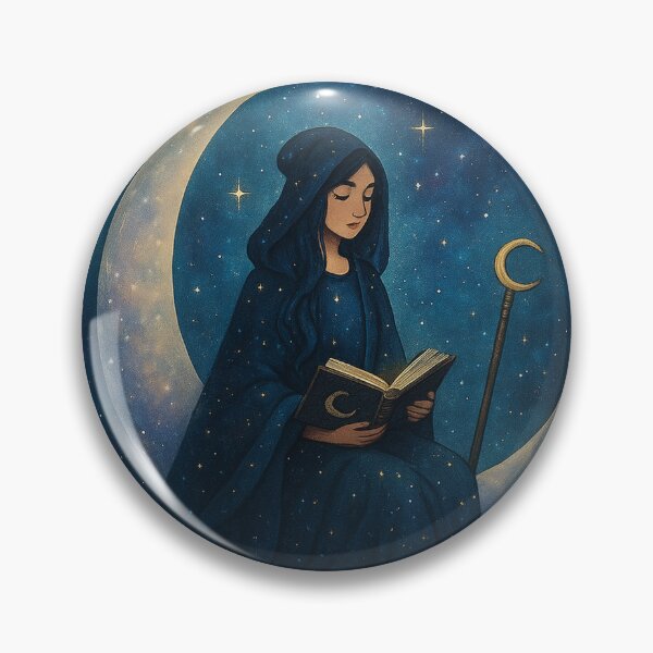 Item preview, Mystic High Priestess Sitting on Crescent Moon in Starry Night Sky designed and sold by Inspired by CarMa.