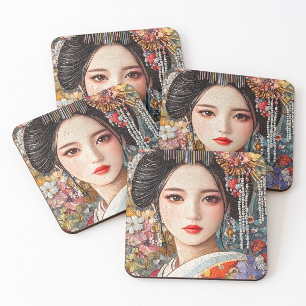 Item preview, Elegant Mosaic Portrait of a Japanese geisha designed and sold by Artessie.