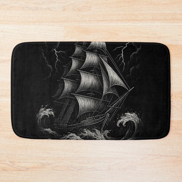 Item preview, Stormy Ship Illustration – Vintage Tall Ship in Lightning and Rough Sea designed and sold by HAFIZ-DP.