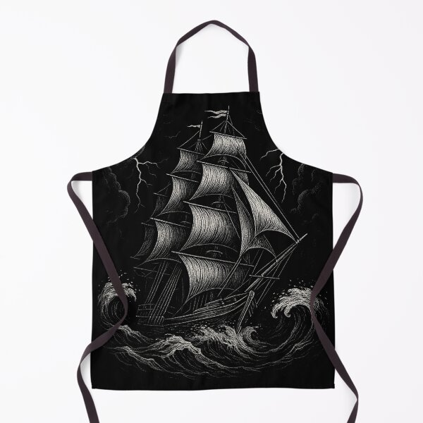 Item preview, Stormy Ship Illustration – Vintage Tall Ship in Lightning and Rough Sea designed and sold by HAFIZ-DP.