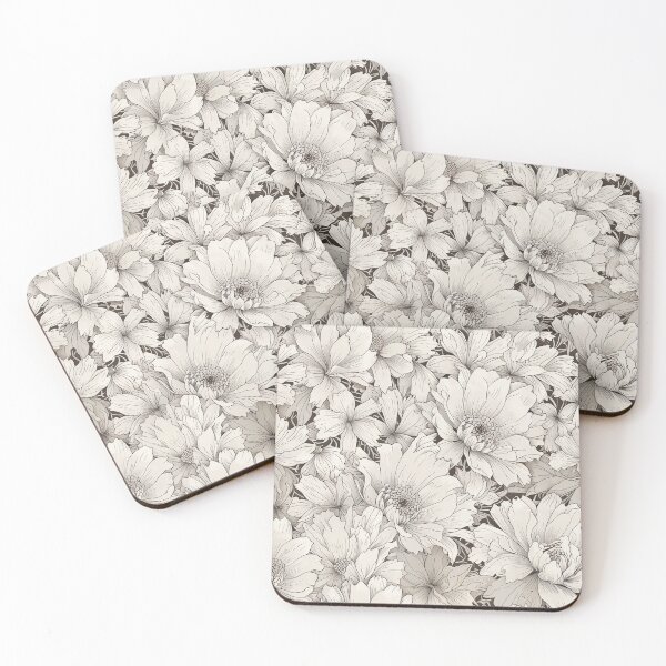 Item preview, Monochrome Floral Pattern designed and sold by CoolPixels.