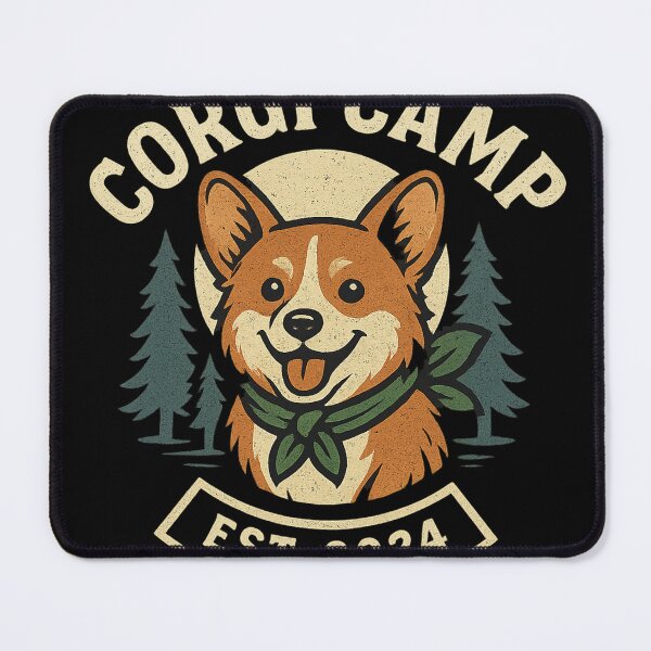 Item preview, Corgi Camp – Vintage Outdoor Dog Badge Logo designed and sold by PixelPunx.