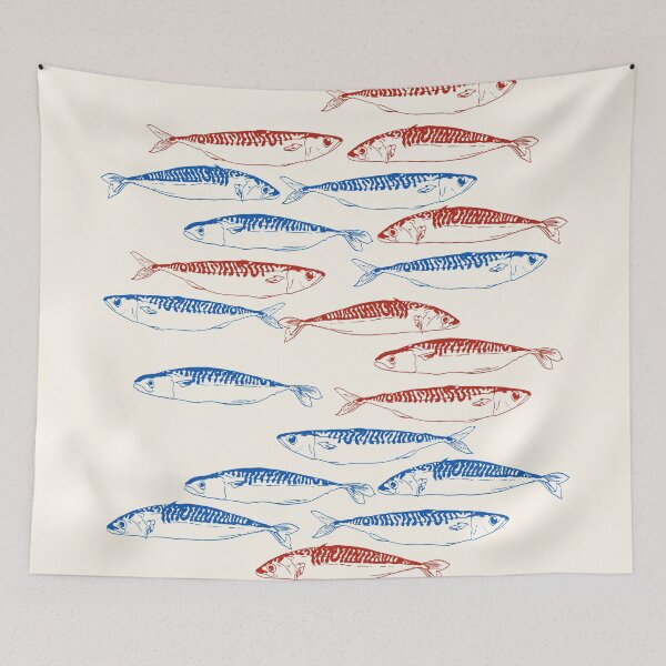 Item preview, Sardines Pattern Blue and Red designed and sold by MaiZephyr.