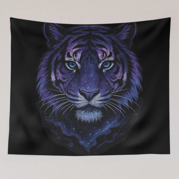 Item preview, Cosmic Tiger Head – Galaxy-Themed Purple and Blue Tiger Illustration designed and sold by HAFIZ-DP.