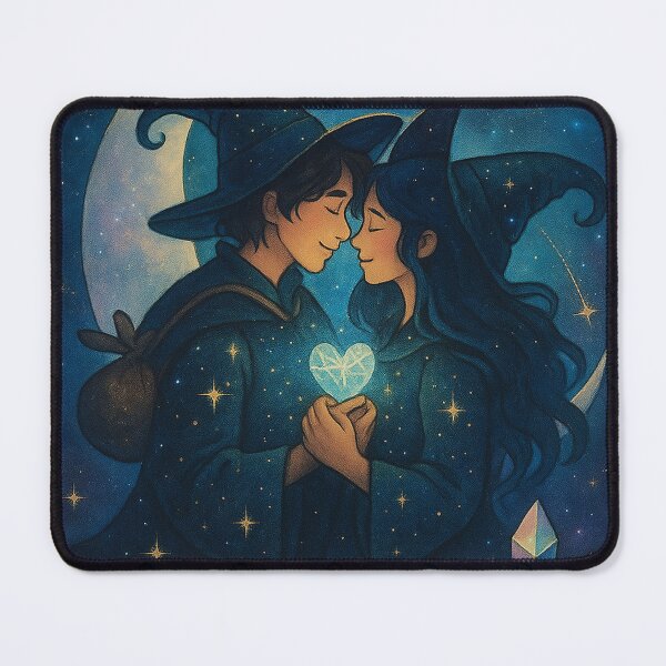 Item preview, Magical Lovers Embrace Under Starry Sky with Crescent Moon and Crystals designed and sold by Inspired by CarMa.