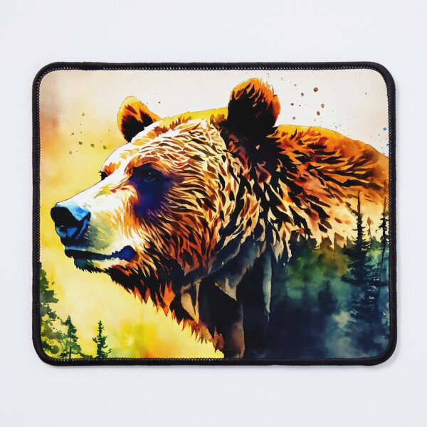 Item preview, Bear Double Exposure Merged watercolor painting designed and sold by PioneerX1.