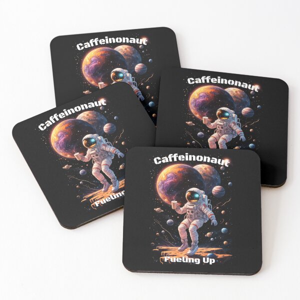 Item preview, Caffeinonaut – Fueling Up in Space | Coffee Astronaut Art designed and sold by Golden Blaze Studio.