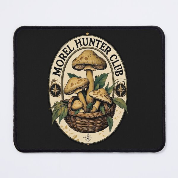 Item preview, Morel Hunter Club Wilderness Scene – Vintage Mushroom Foraging Badge designed and sold by fantasyy.
