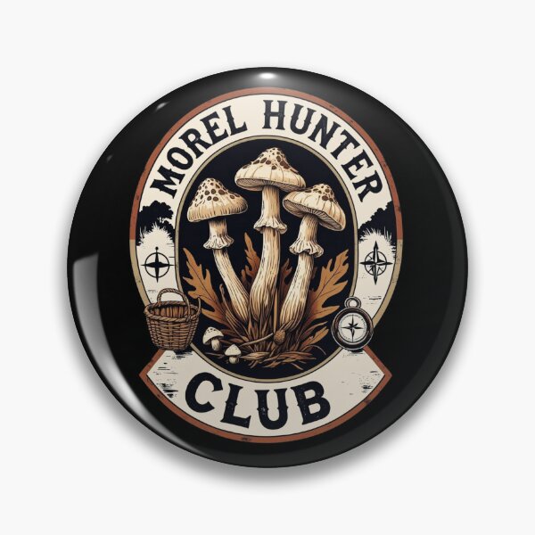 Item preview, Morel Hunter Club Mountain Crest – Vintage Mushroom Forager Badge designed and sold by fantasyy.