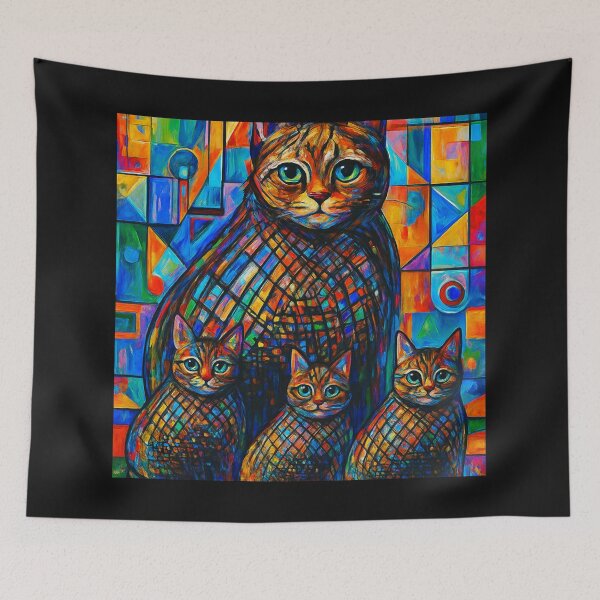 Item preview, The Colourful family cat cross my path! By Bevilaqua Original Draw  designed and sold by Helios Be. Lavsh.