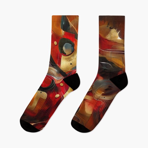 Artikelvorschau, Rot-Gold-Schwarz-Farbmix-Design, abstrakte moderne Kunst, elegante künstlerische Mischung, kräftige Palette entworfen und verkauft von RevGens.