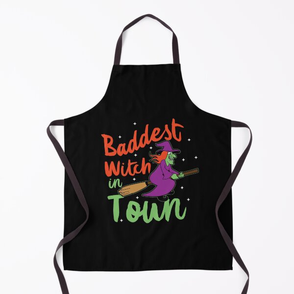 Item preview, Baddest Witch in Town – Flying Witch with Broomstick Halloween Design designed and sold by Artpace.