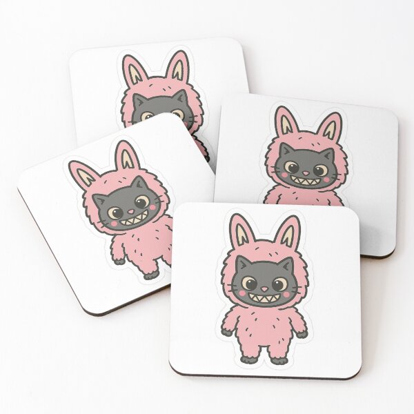 Item preview, Creepy Cute Cat in Pink Bunny Suit – Labubu Parody designed and sold by Wandertrace.