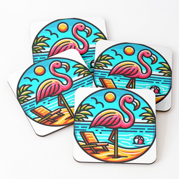 Item preview, Vectorial Flamingo on Circular Beach designed and sold by gallardostudio.