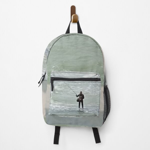Item preview, Scenic Coastal View Framed by Structure with Fisherman in Ocean designed and sold by CreativeWorld96.
