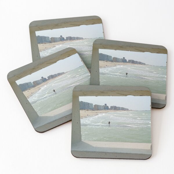 Item preview, Scenic Coastal View Framed by Structure with Fisherman in Ocean designed and sold by CreativeWorld96.
