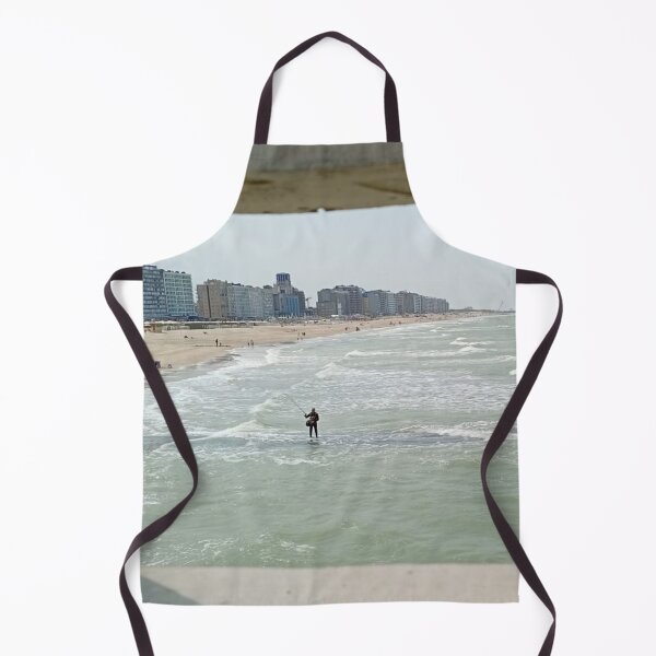 Item preview, Scenic Coastal View Framed by Structure with Fisherman in Ocean designed and sold by CreativeWorld96.