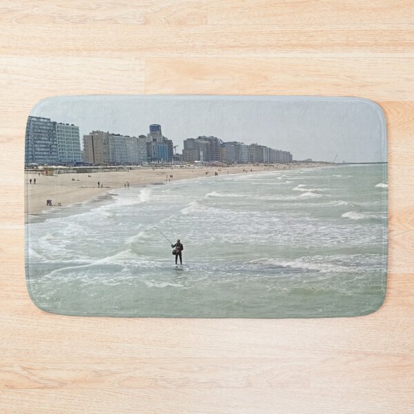 Item preview, Scenic Coastal View Framed by Structure with Fisherman in Ocean designed and sold by CreativeWorld96.