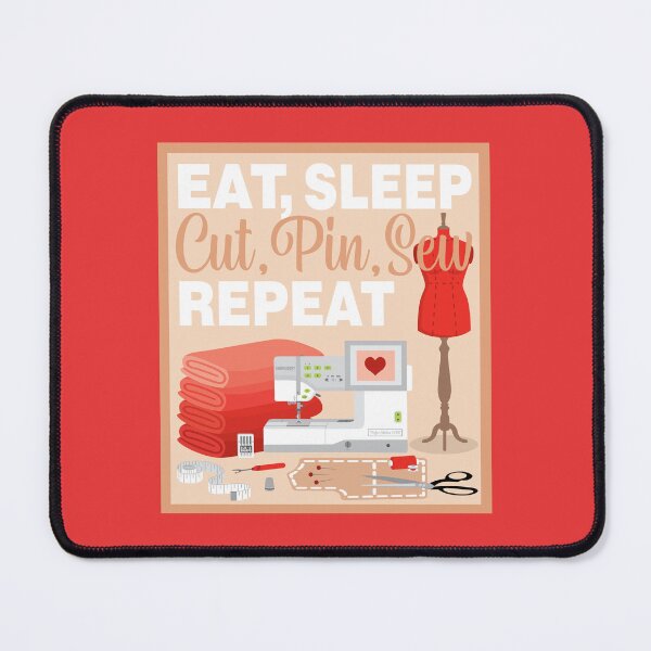 Item preview, Eat Sleep Repeat Dressmaking - Embroidery Machine - RED designed and sold by StellarFX.