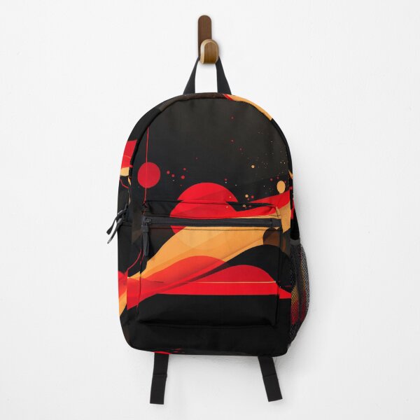 Item preview, Abstract Space Waves with Red and Gold Planetary Orbs designed and sold by PaintbrushPlace.