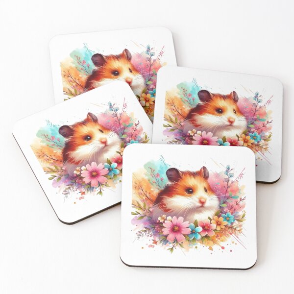 Item preview, A small cute hamster with various leaves and colorful flowers designed and sold by Marcoshop10.