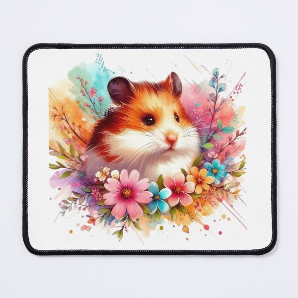 Item preview, A small cute hamster with various leaves and colorful flowers designed and sold by Marcoshop10.