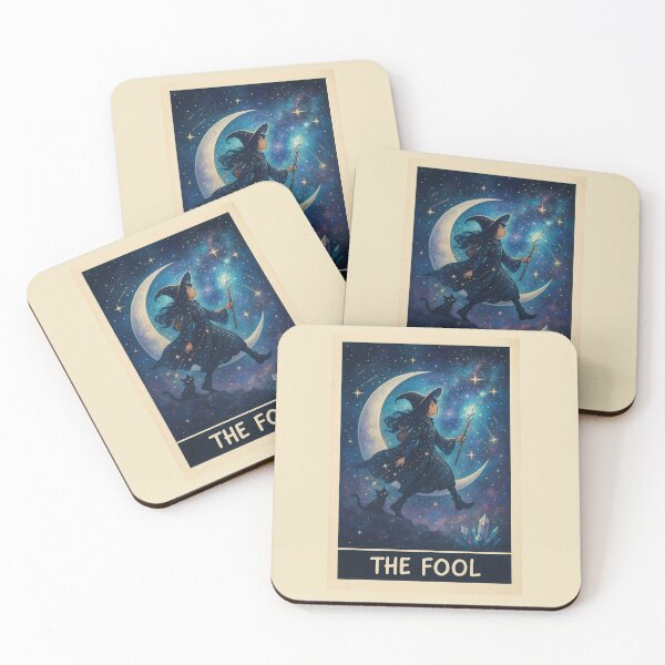 Item preview, Witch Tarot "The Fool" - Magical Galaxy Night Walk with Crystal Staff designed and sold by Inspired by CarMa.