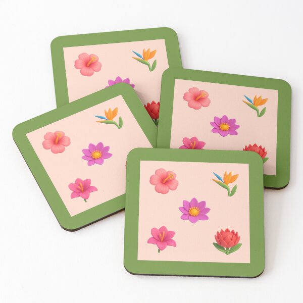 Item preview, Summer exotic 3D flowers trendy pattern peach color background designed and sold by HandmadeMood.