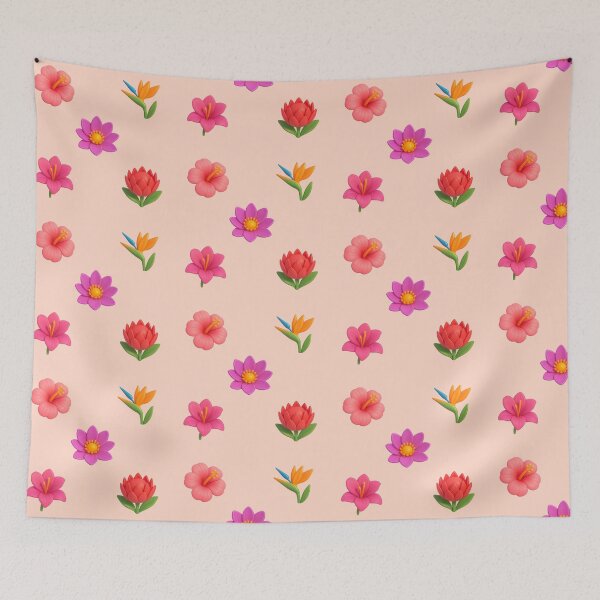 Item preview, Summer exotic 3D flowers trendy pattern peach color background designed and sold by HandmadeMood.