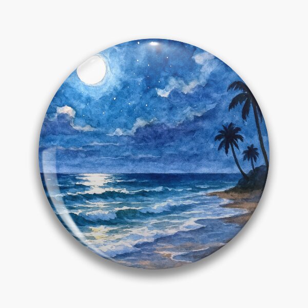 Item preview, Midnight Shore Blue Waves  designed and sold by FarieArt.