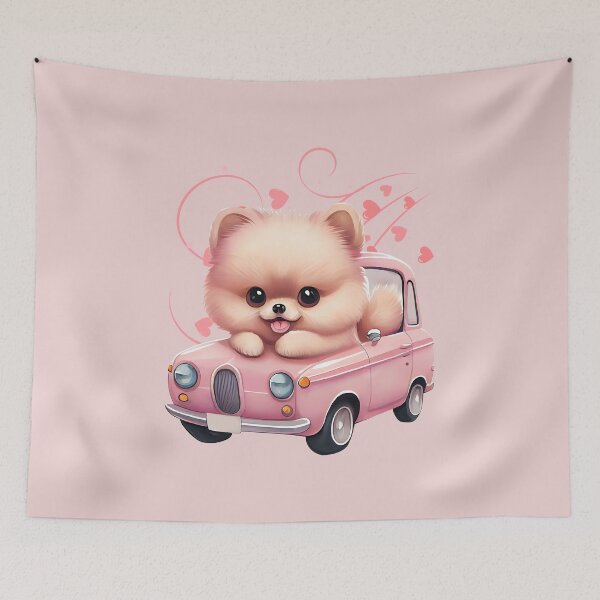 Item preview, PUPPY IN PINK CAR designed and sold by DanaTees.