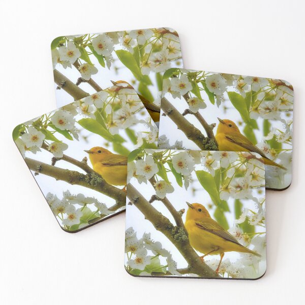 Item preview, Golden Warbler among cherry blossoms designed and sold by ritusdesigns.