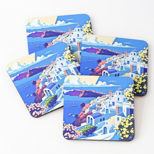 Item preview, santorini pop art  travel  poster designed and sold by SKULLARTISTRY.