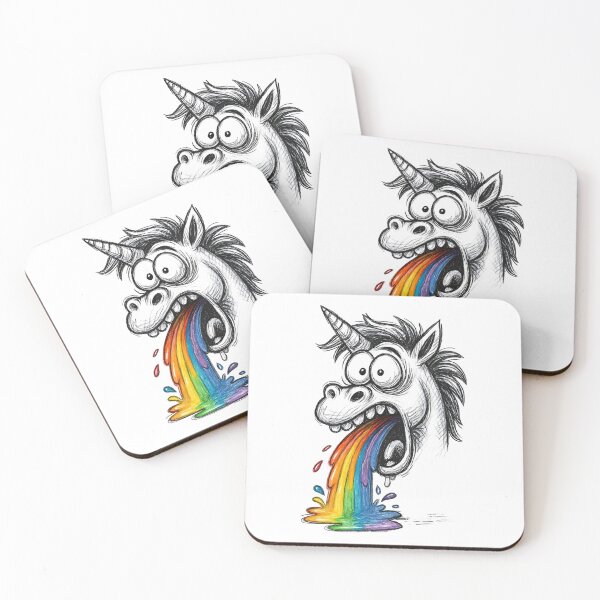 Item preview, Crazy unicorn pukes rainbow – Funny cartoon motif with sketch charm designed and sold by nkhookysun.