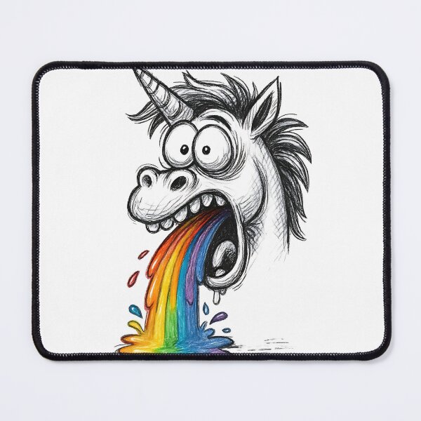Item preview, Crazy unicorn pukes rainbow – Funny cartoon motif with sketch charm designed and sold by nkhookysun.