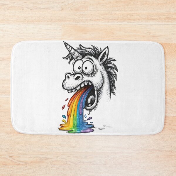 Item preview, Crazy unicorn pukes rainbow – Funny cartoon motif with sketch charm designed and sold by nkhookysun.