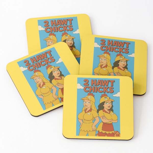 Item preview, 2 Hawt Chicks – Retro Cartoon Chicken Shack Spoof designed and sold by Boris1987.