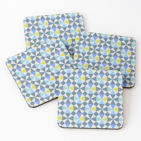 Item preview, Linen Texture Mosaic Pattern 1 - Blue And Yellow On Gray designed and sold by QuestingPixel.