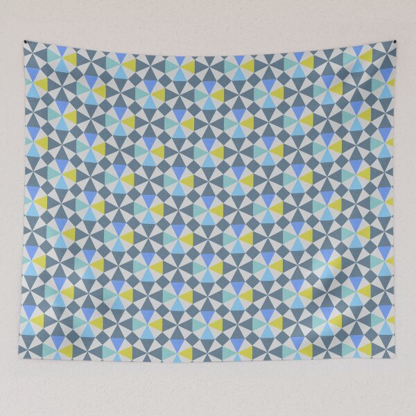 Item preview, Linen Texture Mosaic Pattern 1 - Blue And Yellow On Gray designed and sold by QuestingPixel.