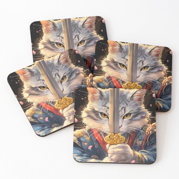Item preview, Animal Samurai Cat Blossom Blade Warrior Stare Intense Cherry designed and sold by nabutayatsen5.