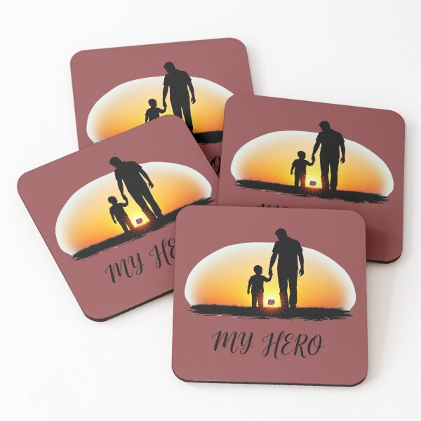 Item preview, My Hero Dad | Father & Child Sunset Silhouette designed and sold by RehanInkDesigns.