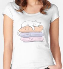 My Kitty Sleeps All Day Long Women's Fitted Scoop T-Shirt