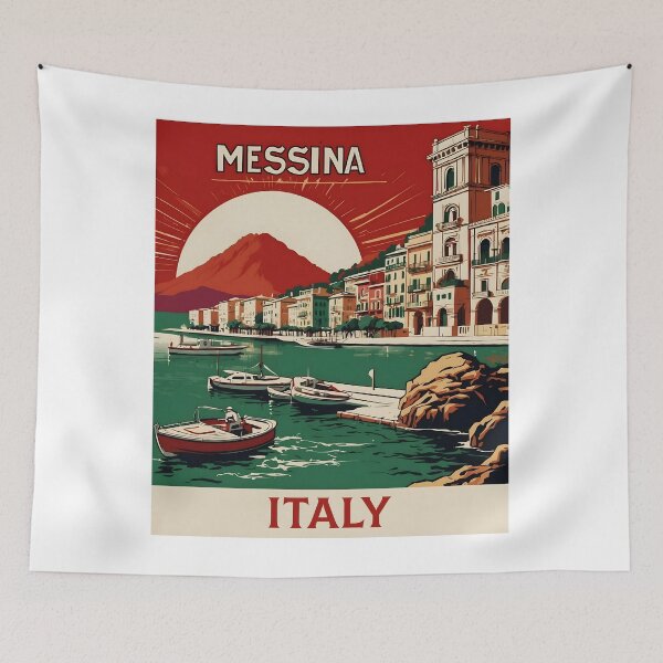 Item preview, Messina Italy Vintage Poster Tourism  designed and sold by TravelersGems.