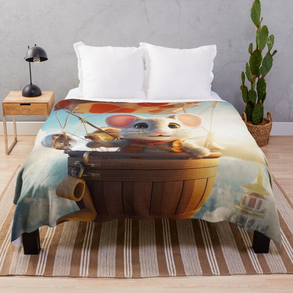 Item preview, Cute Adventurous Mouse in Hot Air Balloon Fantasy Artwork designed and sold by PaintbrushPlace.