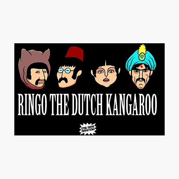 Vista previa del artículo con la obra «Ringo el canguro holandés - Cabezas con letras blancas», diseñado y vendido por Totalthrive.