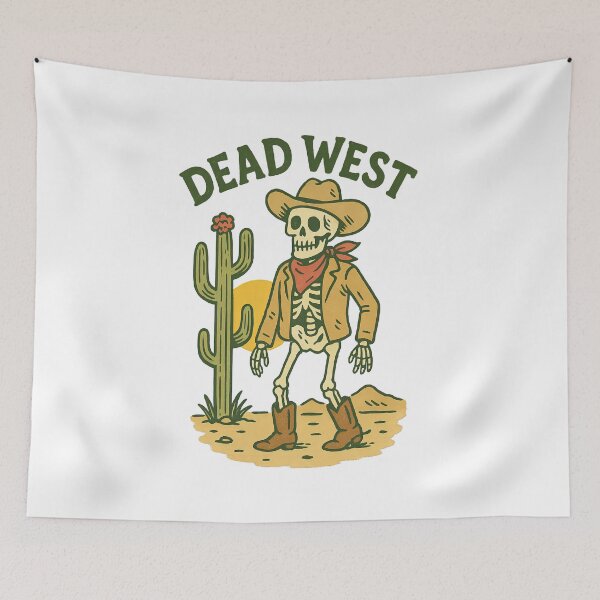 Item preview, Cowboy Skull Skeleton with Words Dead West designed and sold by Oh, the HORROR!.