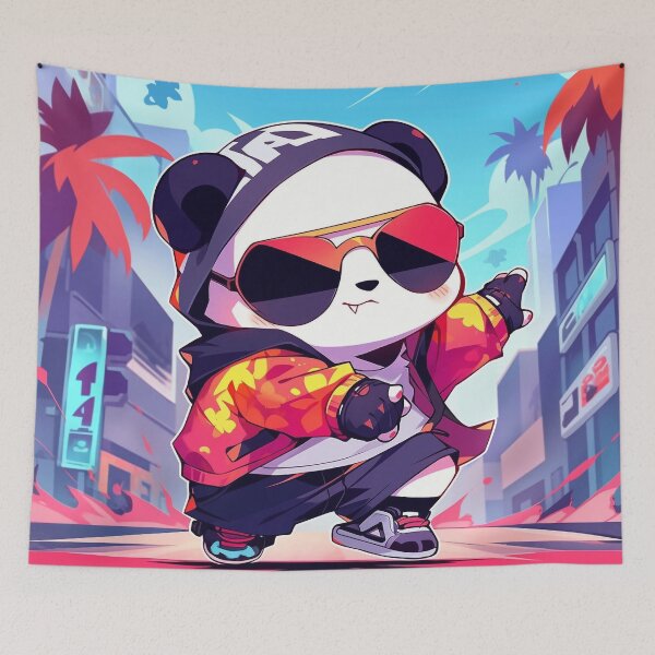 Item preview, Cool Street Style Panda in Urban Cartoon Artwork designed and sold by PaintbrushPlace.