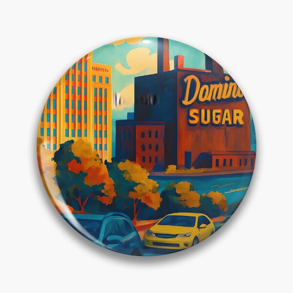 Item preview, Williamsburg Brooklyn Art– Vintage Travel Art Featuring Domino Sugar Factory & NYC Skyline designed and sold by TheNumbersGeek.