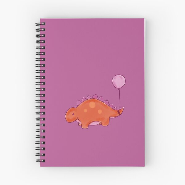 Item preview, Orange/Magenta Stegosaurs Dinosaur with a Pink Balloon Drawing designed and sold by SChristineBrink.